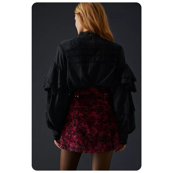 Anthropologie Pilcro Corduroy Floral Mini Skirt sz 10 - Picture 3 of 8